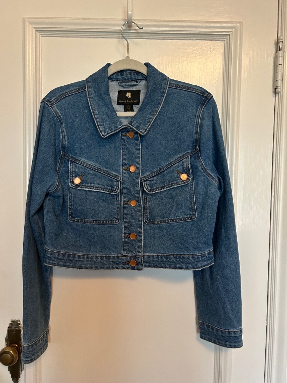 House of Harlow 1960 Cropped Denim Jacket Size Lg